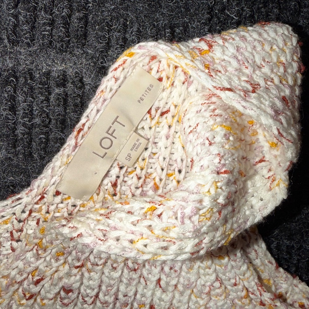 LOFT Knit Tank Top Women SP Pink Orange Excellent Marled V-Neck Petite Sweater - Picture 6 of 7